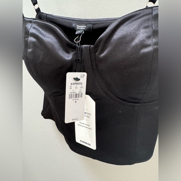 Black satin corset top with adjustable straps - Picture 3 of 3